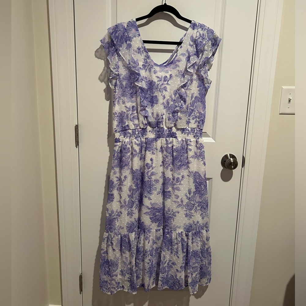 Women’s purple and white dress